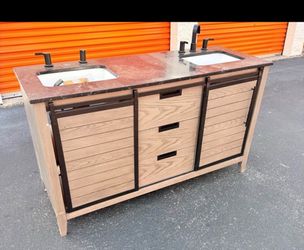 allen + roth 60-in Haverhill Summer Oak Rustic Vanity Bathroom Collection