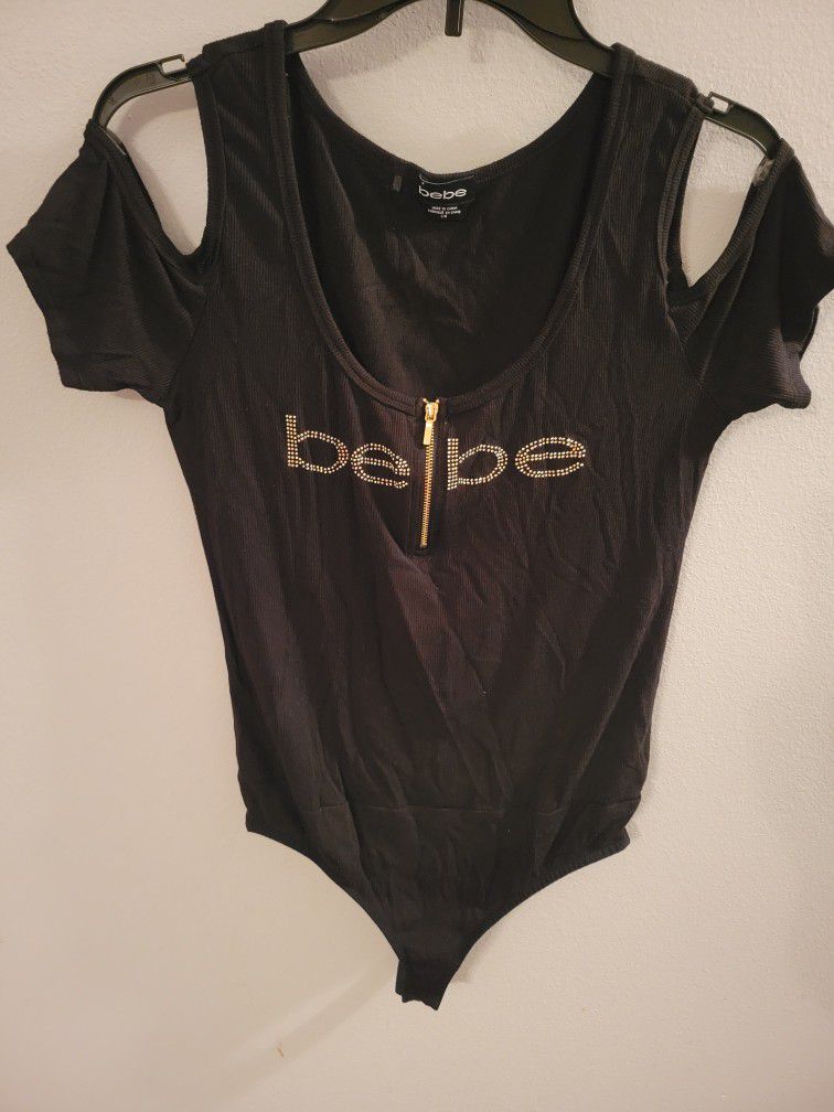 Bebe Bodysuit Shirt Black Size L
