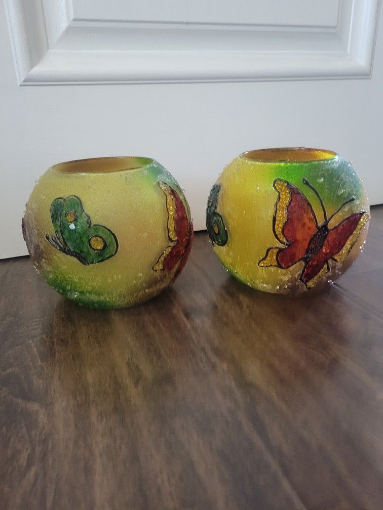 Candle Holder Bowls Butterflys