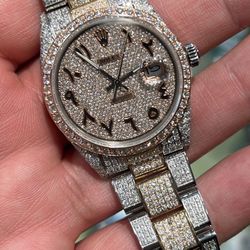 Rolex Datejust 36mm Fully Flooded Diamonds Buy Sale Trade Omega Breitling Silver Coins Currency Art 10k 24k 18k Scrap