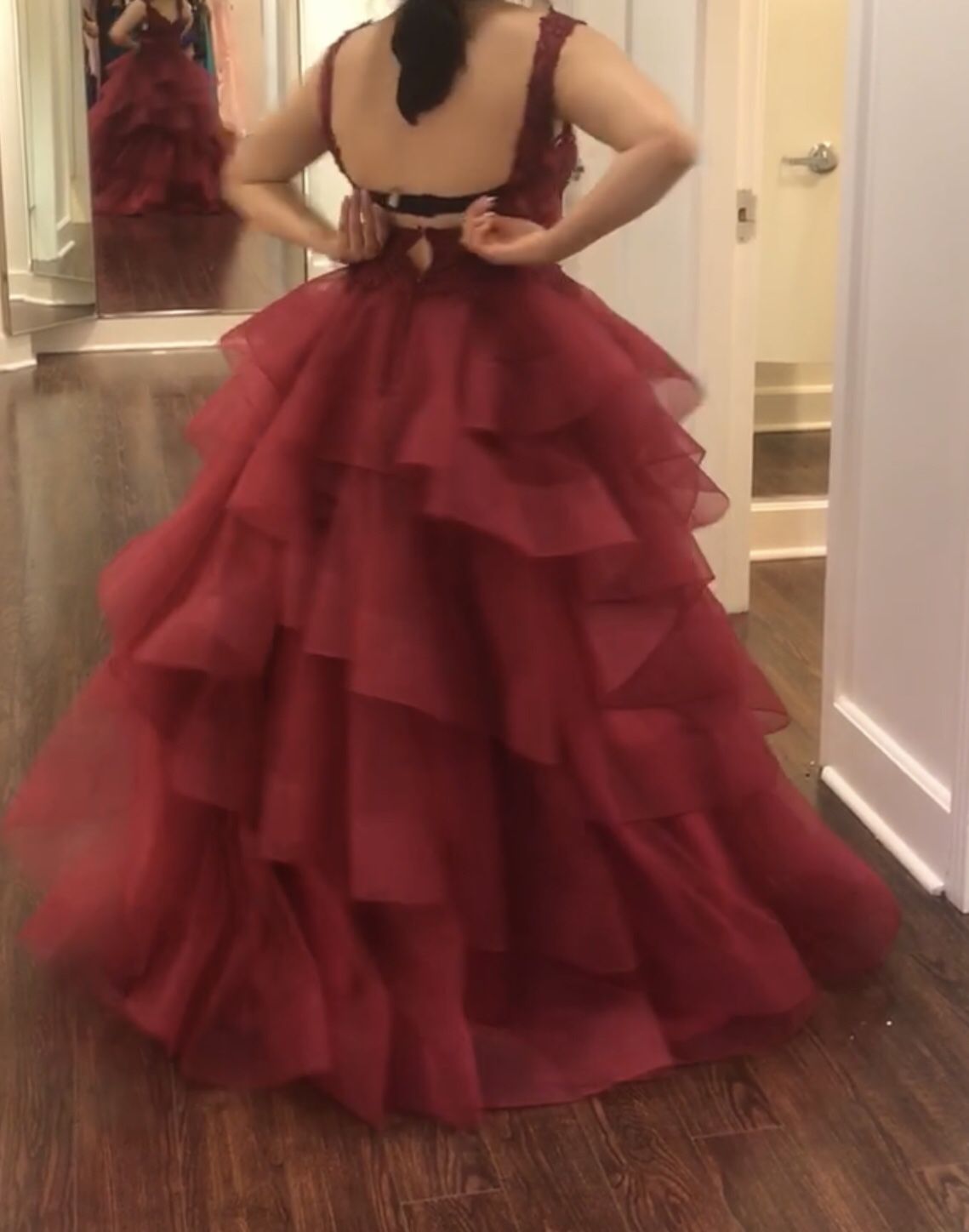 New burgundy beautiful XV dress