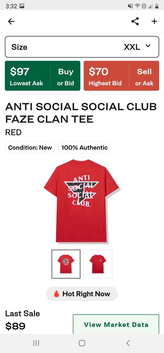 Anti Social Social Club x Faze Clan Tee Red XXL