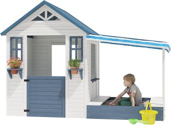 Kids Playhouse with Sandbox, Wooden