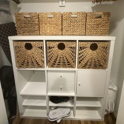 Storage Shelves with Wicker Baskets