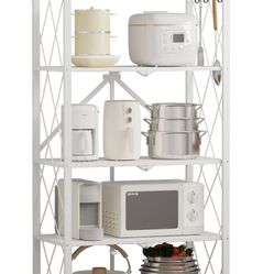 HONGGE Folding Shelf 5-Tier Foldable Storage Shelves with Wheels for Garage Kitchen, Basement, Pantry