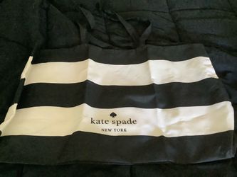 Kate Spade Large Tote Bag 15 x 23 Black White Stripes Excellent Condition