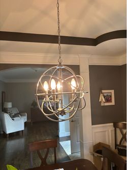 Silver metal chandelier