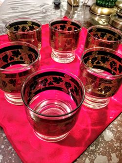 Vintage Ceraglass Golden Grapes Glasses