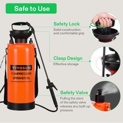   2-Gallon Pump Pressure Sprayer, Pressurized Lawn & Garden Water Spray Bottle with Adjustable Shoulder Strap, Pressure Relief Valve, for Spr