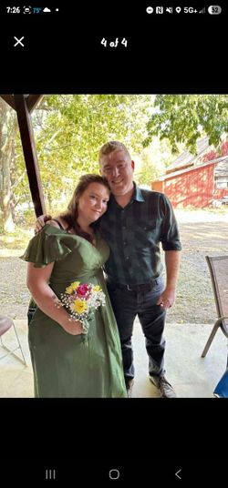 Amazon Green Flutter Sleeve Gown with Square Neck