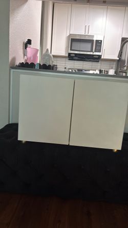 White cat litter box enclosure