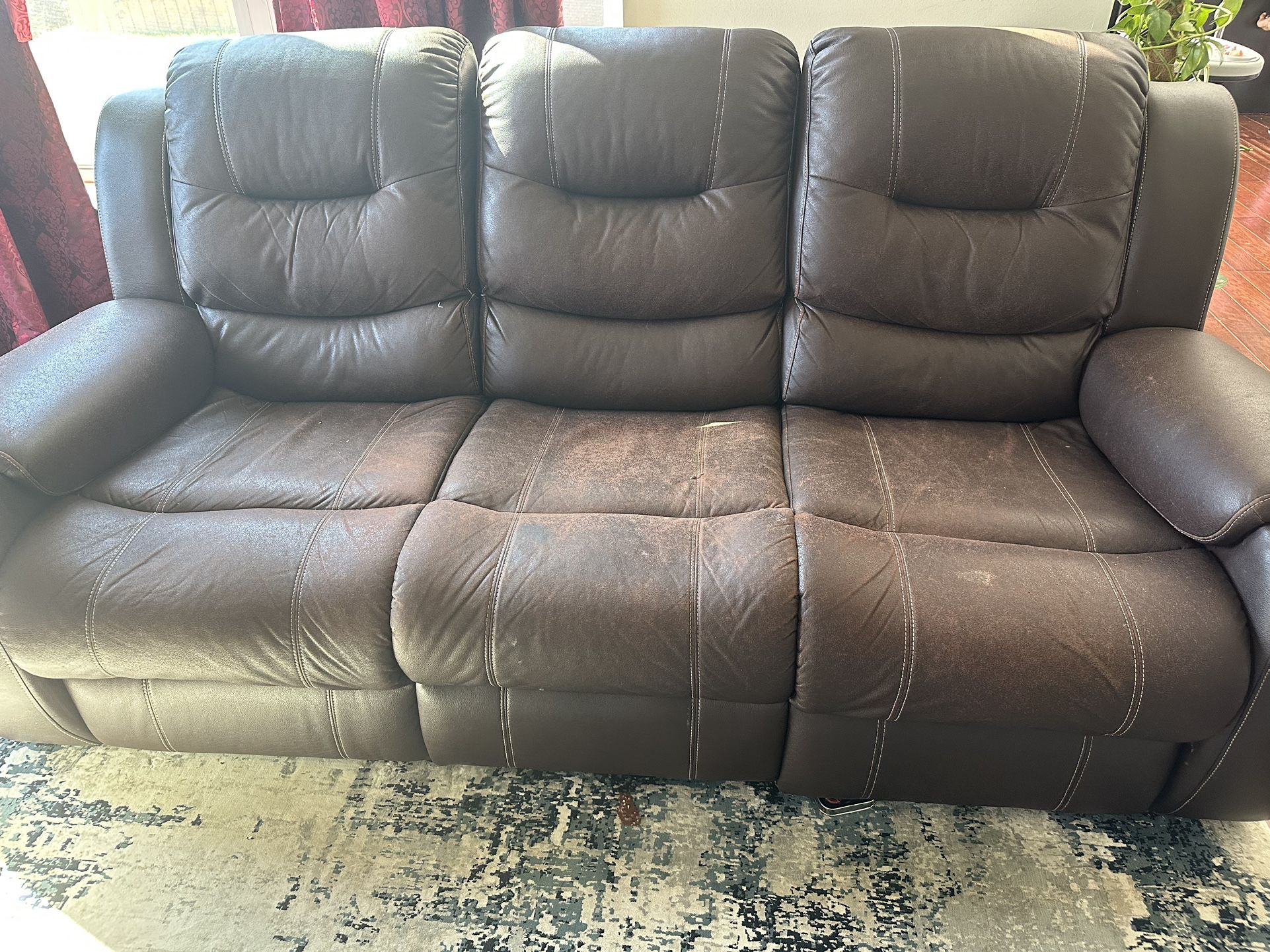 Leather Sofa With Power Recliner 