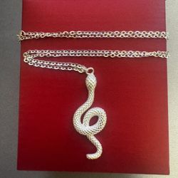 Sterling silver snake-shaped pendant necklace
