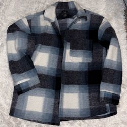 H&M  Relaxed Fit - Overshirt Plaid - Large - Unisex -Blue
