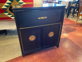 Black Liquor Cabinet with Gold Accents