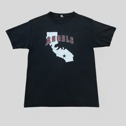 California Angels 90’s vintage mlb baseball faded dark navy blue T shirt Size Medium 