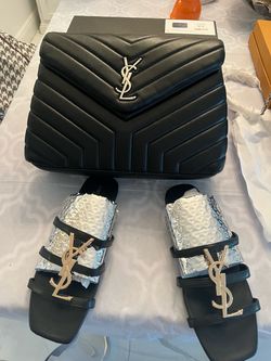 YSL big pocket book handbag and slip on sandals