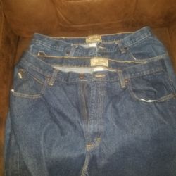 2 L.L.Bean 37x32 Dark Blue Denim Classic Fit straight leg Jean's 