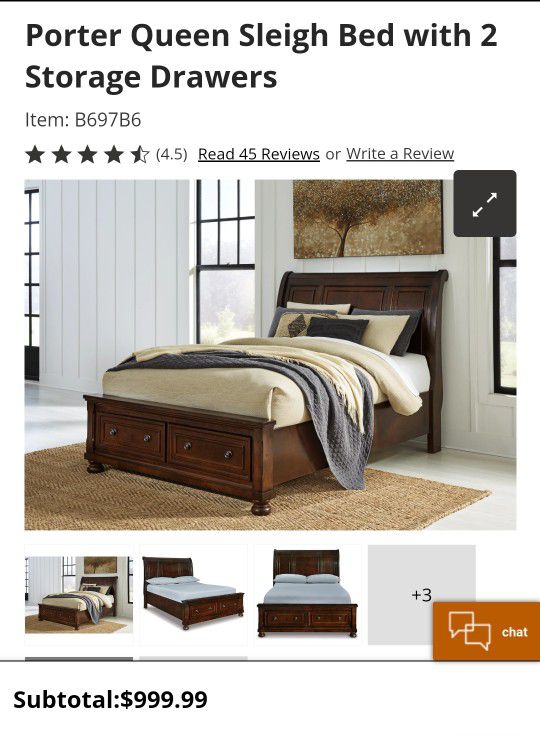 Queen Size Sleigh Bed Frame With Storage 