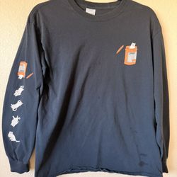 RipNDip faded Black and orange long sleeve crew neck shirt with cat design