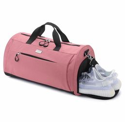 Pink Gym Duffel Bag with Shoe Compartment