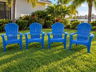 $60 for all 4! 4 Plastic Patio Garden Outdoor Adirondack Lounge Chairs! Sturdy. Stackable