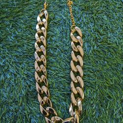 Gold Chain Dog Collar - Cuban Link Dog Necklace.  