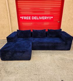 Beautiful Boneless Blue Sofa