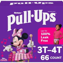NEW HUGGIES Pull-Ups Girls' Potty Training Pants, Size 3T-4T, Training Underwear (32-40 lbs), 66 Count