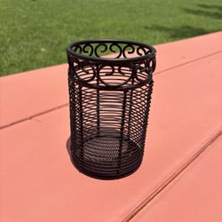 Set of 9 Black Decorative Metal Holders – Pencil, Brush, or Candle