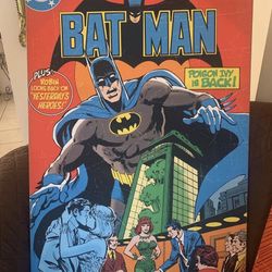 Batman Comic Poster Canvas Art 24 X 36 Inches. Great condition. 