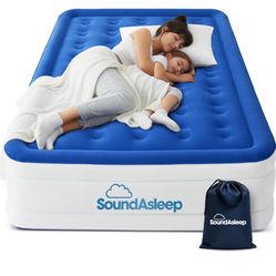 SoundAsleep Products Dream Series Luxury Air Mattress, ComfortCoil Technology, Built-in High Capacity Pump for Home, Camping- Double Height, Adjustabl