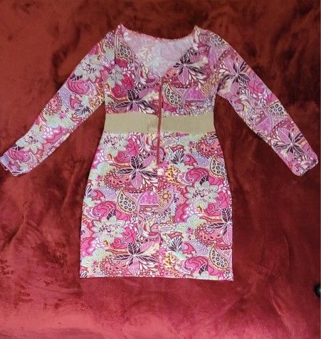 WOMENS DRESS PINK FLOWER PRINT SIZE M