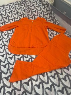 Orange Two-Piece Top and Pants Set