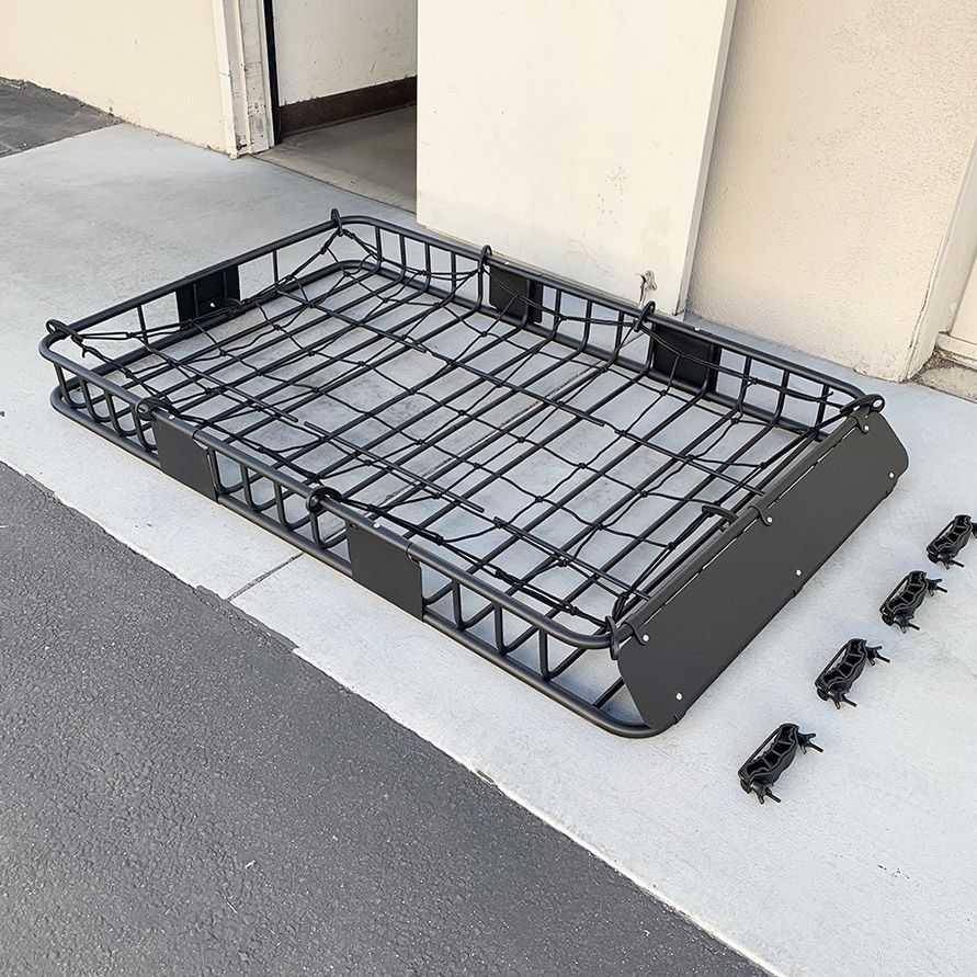 (NEW) $130 Roof Rack Basket w/ Cargo Net, Universal Fit 64x39” Car Top Luggage Carrier 150 LBS max 