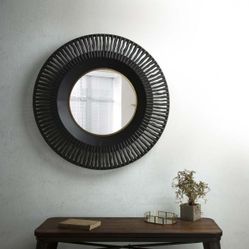 35"D Vintage Industrial Metal Round Wall Mirror Decor