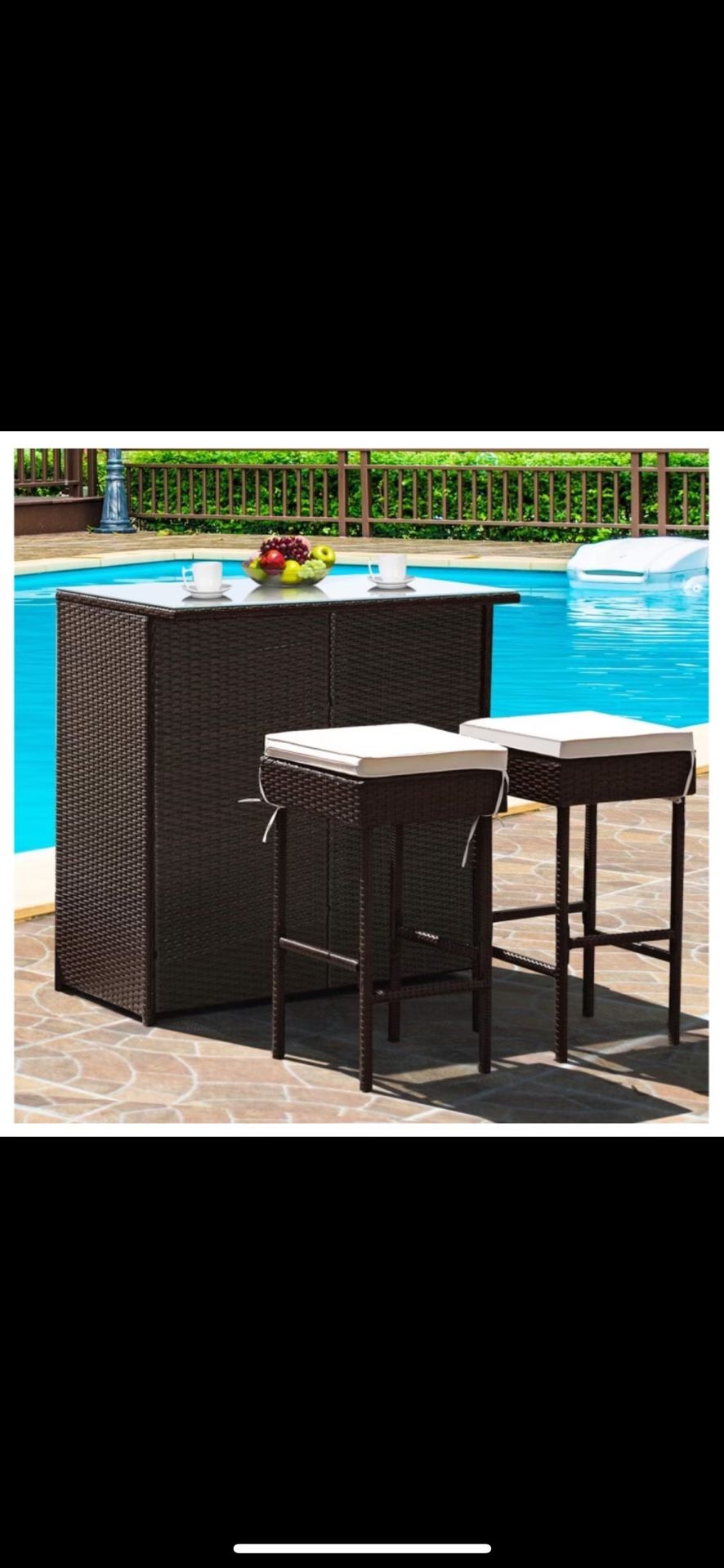 Three Piece Outdoor Patio Bar Set