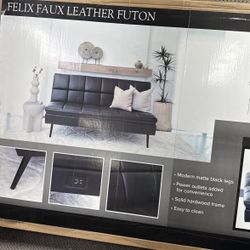 Felix Faux leather Futon Modern Matte. Black Legs $200