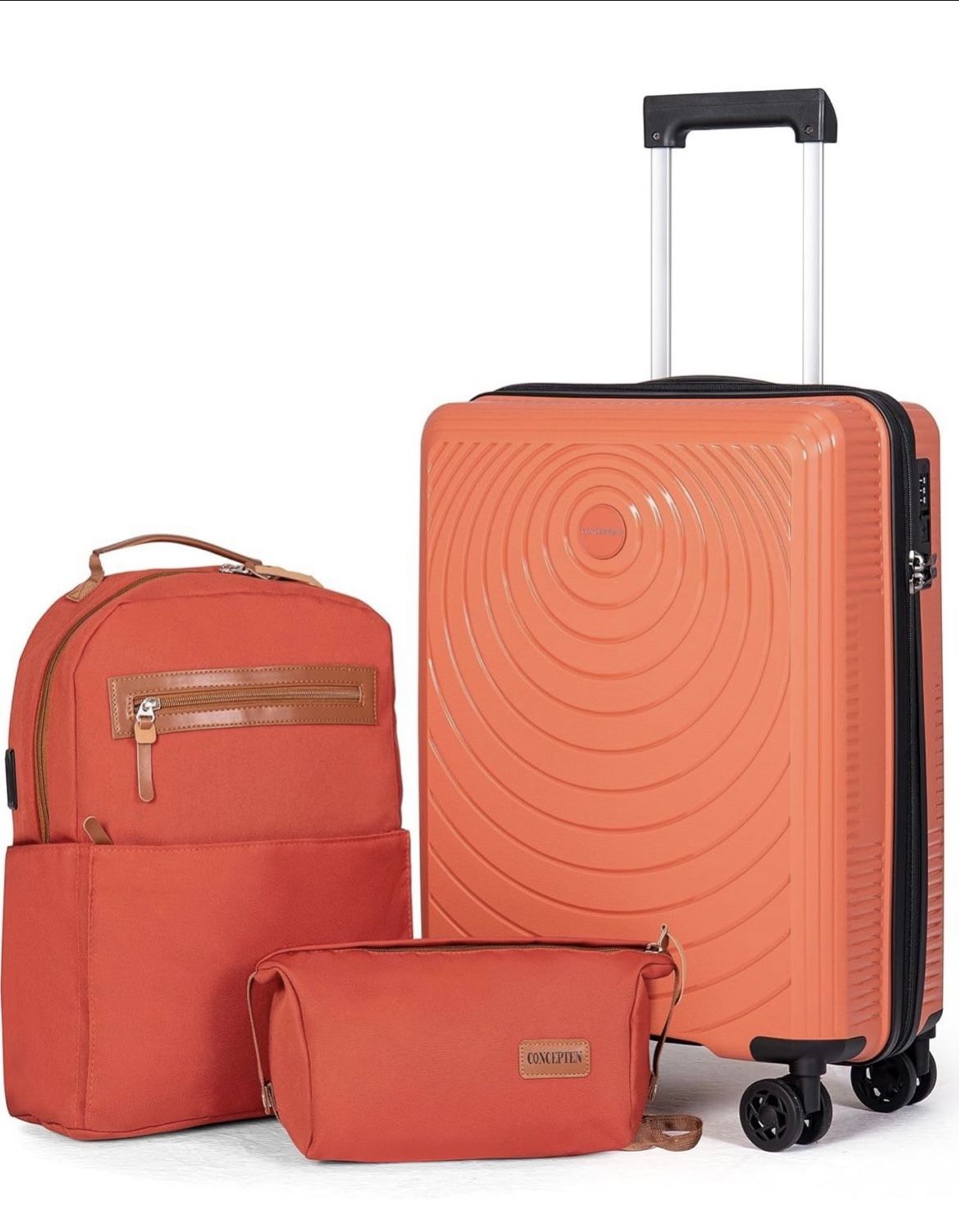 Luggage Sets,Suitcases with Wheels, Hardshell Suitcase Set, PP Carry on Luggage Set with TSA Lock, Travel Luggage (Tangerine, Backpack Type)