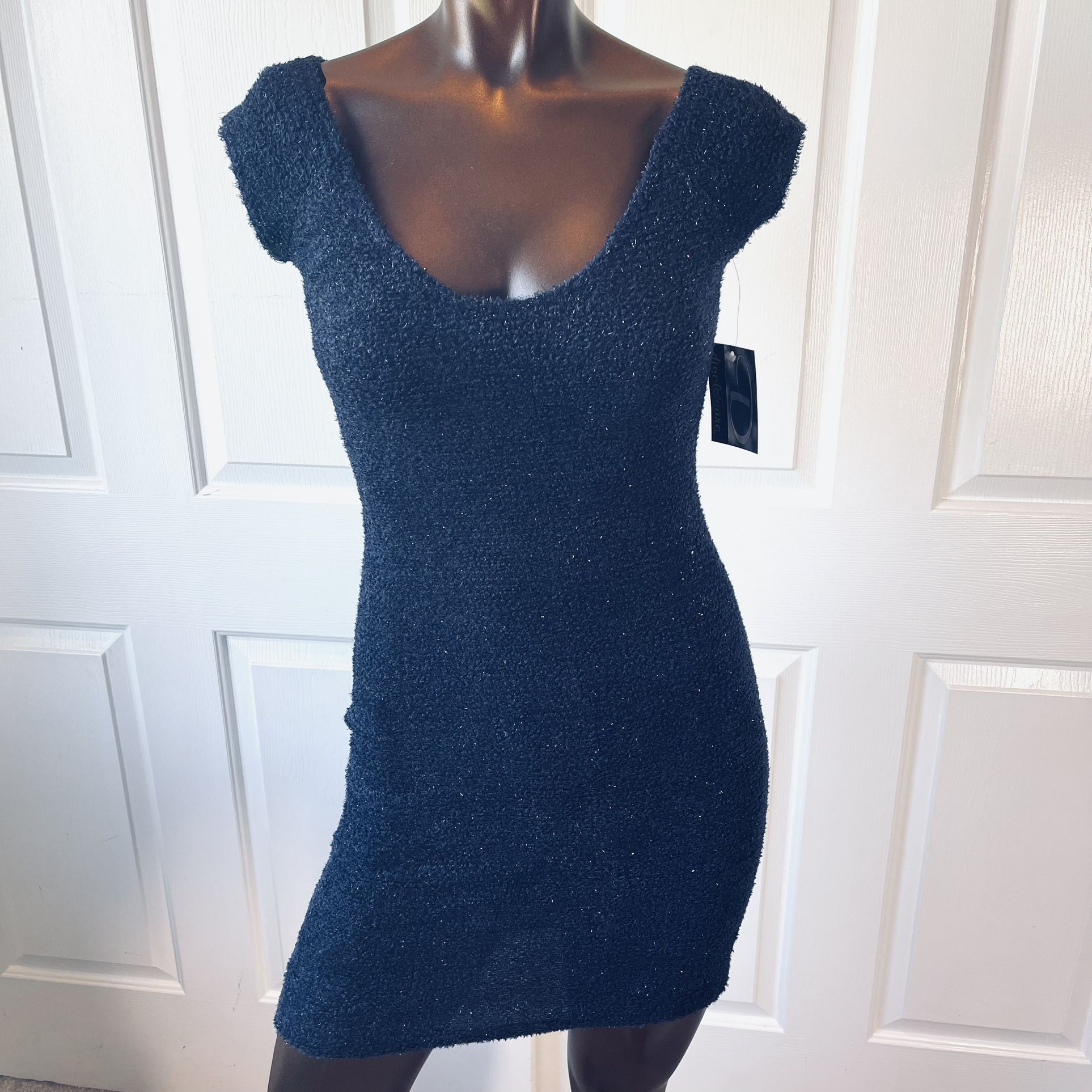Brand New Navy Blue Glitter Knit Dress Size M