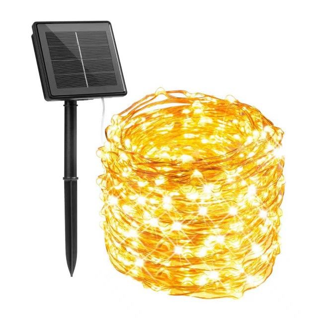 Solar String Lights for Outside, 39.9 Ft 100 LED Outdoor Solar Fairy Lights, 8 Modes Balcony Lights