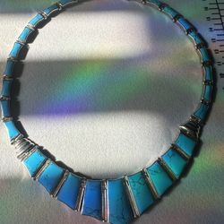 Taxco Vintage Large 950 silver & turquoise Necklace Set