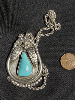 Handmade Navajo Sterling Turquoise Necklace,