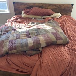 King Size Mattress And Headboard And Metal Base