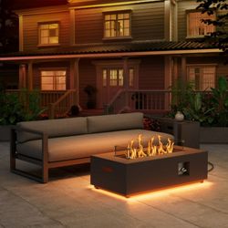 42" Outdoor Fire Pit Table for Outdoor 50,000 BTU Rropane Fire Pit Table with with Golden LED Lights