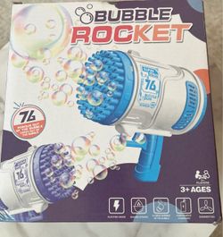 Bubble Rocket Gun, 76-Hole Automatic Bubble Machine for Kids, Electric Bubble Blower Blaster Toy with Light, Summer Outdoor Party Favors Birthday Gift