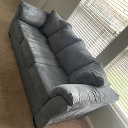 Suede Sofa & Table With 2 Stools