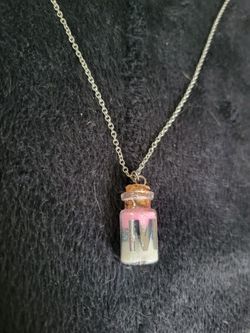Initial M colored sand bottle necklace