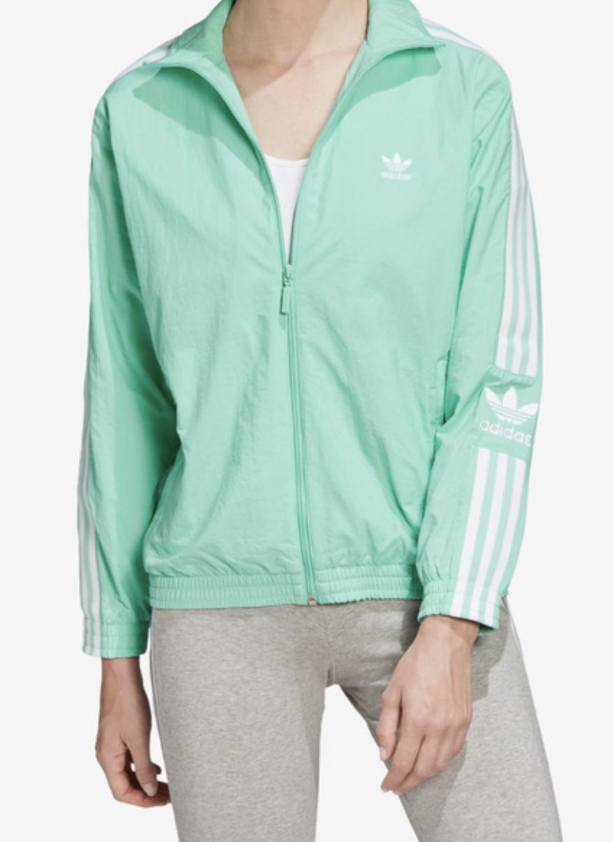 Adidas Originals Track Windbreaker Jacket Womens Size 2XS Mint Green FM2614