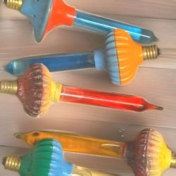 10 Vintage Noma Christmas Bubble Light Replacement Biscuit Bases W/ Tubes & Liquid